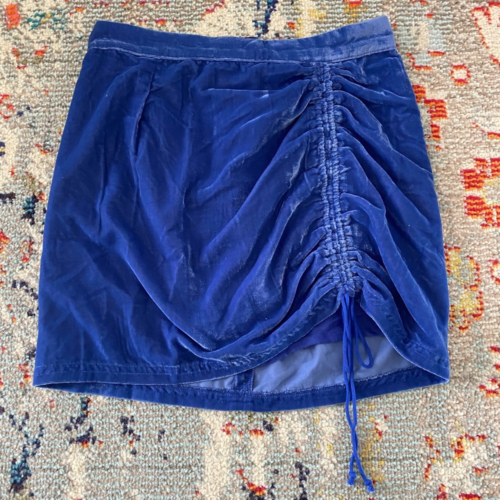 Free People Blue Velvet Skirt